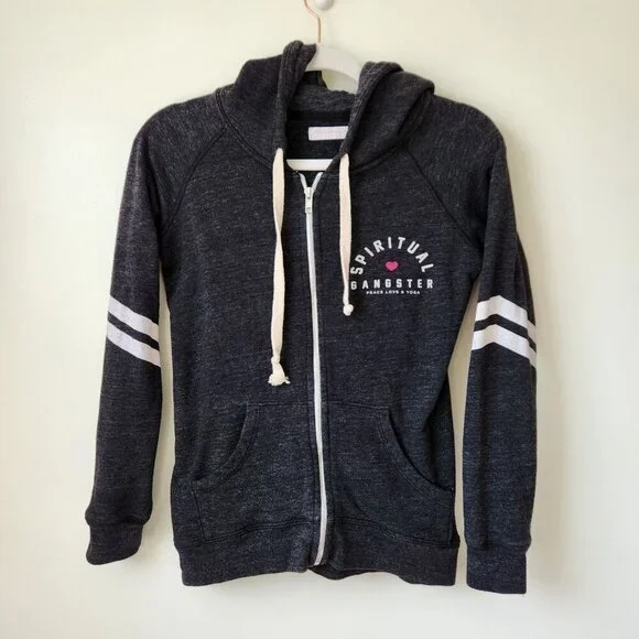 Spiritual Gangster Grey Zip Up Hoodie Small - Picture 2 of 7
